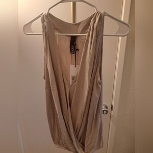 NWT Bobi Los ANGELES Women's Beige Draped Tank Top